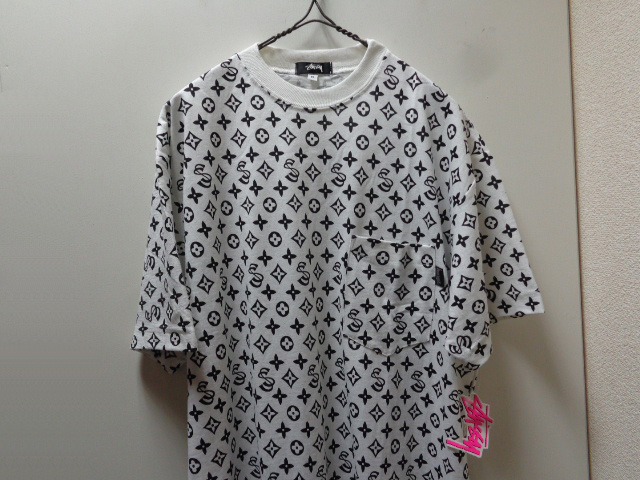 80'S OLD STUSSY VUITTON MONOGRAM PATTERN T-SHIRTS WITH POCKET