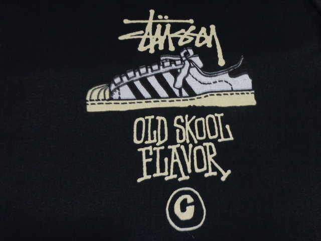 90'S STUSSY OLD SKOOL FLAVOR L/S T-SHIRTS WITH HOODED(USA製 ステューシー オールドスクールフレーヴァー  フード付き長袖Tシャツ)DEAD STOCK（XL） - ANAME