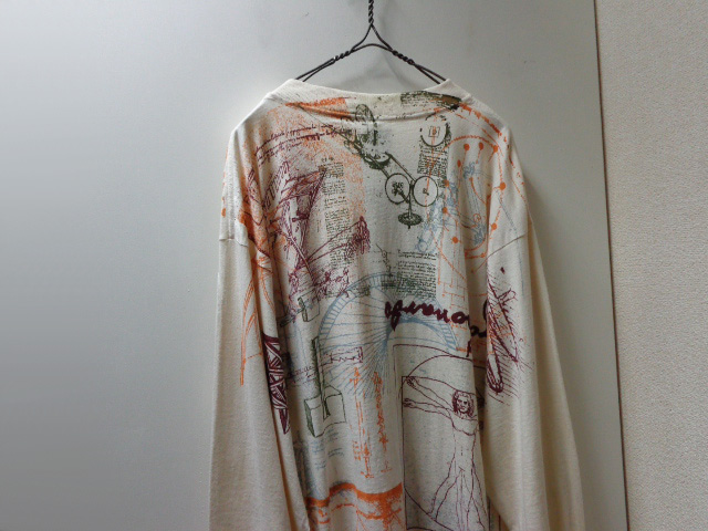 90'S LEONARDO DA VINCI REPITING PATTREN L/S T-SHIRTS(レオナルドダ