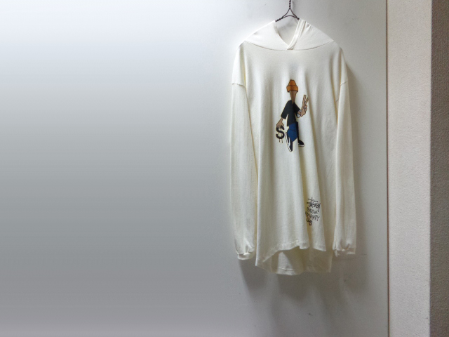 90'S OLD STUSSY PEACE & PROSPERITY L/S T-SHIRTS WITH HOODED 