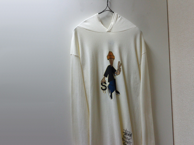 90'S OLD STUSSY PEACE & PROSPERITY L/S T-SHIRTS WITH HOODED