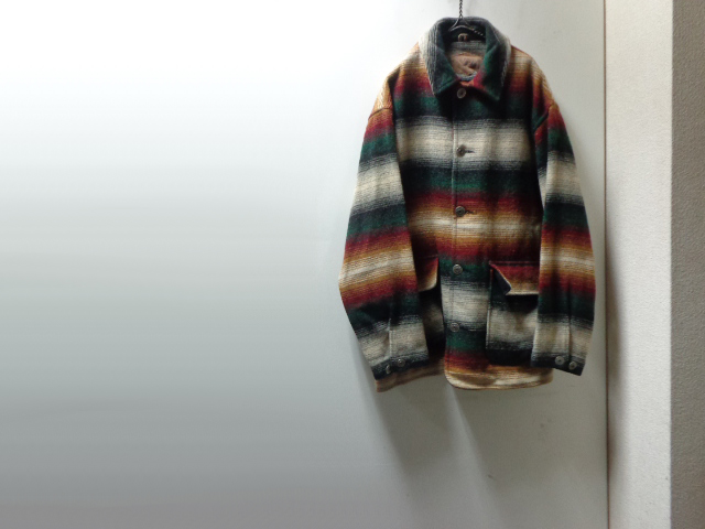 90'S Woolrich NATIVE BORDER PATTERN WOOL COVER ALL(ウールリッチ