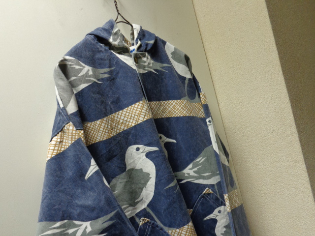 90'S MICHIGAN RAG BIRD REPEATING PATTERNE HOODED COTTON×POLY JACKET