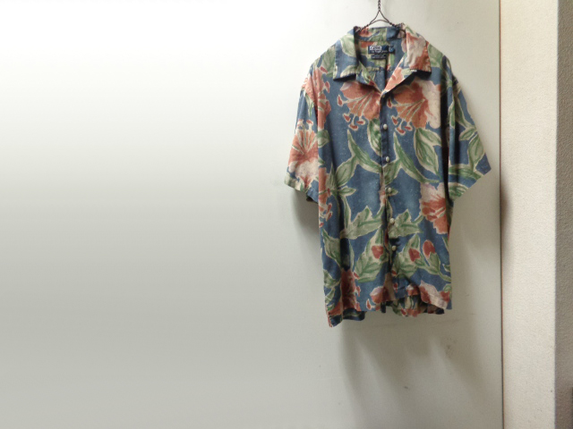 90'S RALPH LAUREN FLOWER REPEATING PATTERNE OPEN COLLAR S/S COTTON