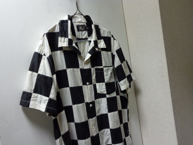 【希少】RRL チェッカーフラッグ パッチワークシャツ オープンカラー