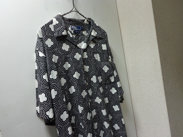 90'S RALPH LAUREN REPEATING PATTERNE OPEN COLLAR S/S RAYON SHIRTS（ラルフ