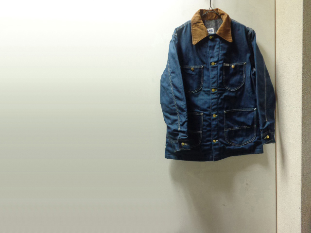 70'S Lee 81-LJ INDIGO DENIM COVER ALL WITH BLANKET LINER（USA製