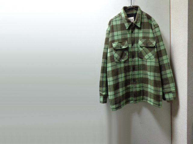 90'S OLD STUSSY CHECK PATTERN POLYESTER × WOOL SHIRTS JACKET WITH 