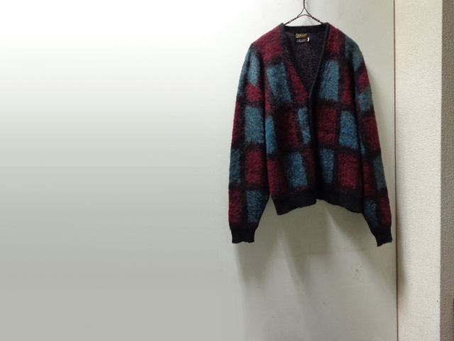 60'S Larwood PANEL PATTERN MOHAIR CARDIGAN（パネル柄モヘア