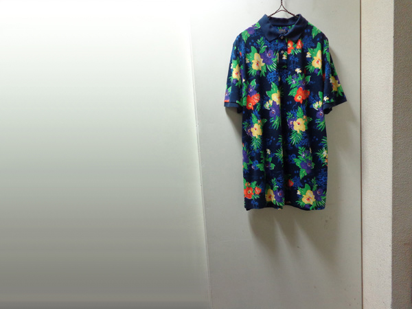 00'S RALPH LAUREN FLOWER REPEATING PATTERN S/S KANOKO POLO SHIRTS（ラルフローレン  花柄 鹿の子 半袖ポロシャツ）（XL） ANAME