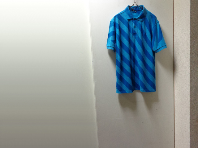 COMME des GARCONS × FRED PERRY BIAS BORDER PATTERN S/S KANOKO POLO  SHIRTS（コムデギャルソン × フレッドペリー バイアスボーダー柄 半袖鹿の子地ポロシャツ）MADE IN PORTUGAL（M）