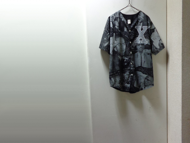 90'S Malcolm X REPEATING PATTERNE S/S COTTON B-B SHIRTS（マルコム X 総柄仕様 半袖