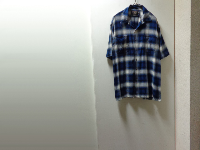 90'S RRL OMBRE CHECK PATTERN S/S OPEN COLLAR RAYON SHIRTS（初期 