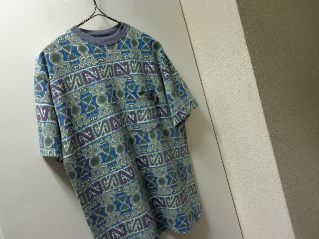 80'S OLD STUSSY REPEATING PATTERNE T-SHIRTS WITH POCKET(オールド