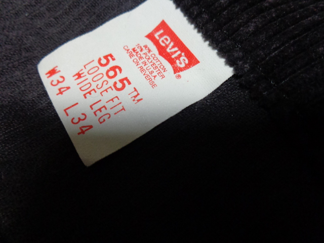 90'S Levis 565 WIDE BLACK CORDUROY BAGGY PANTS（リーバイス 太畝 黒