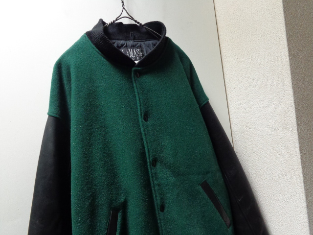 90'S Jim Henson COMPANY KERMIT LEATHER × MELTON STADIUM JACKET 