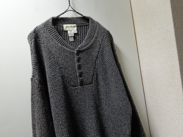 90'S Eddie Bauer HENLY NECK LOW-GAUGE COTTON KNIT SWEATER