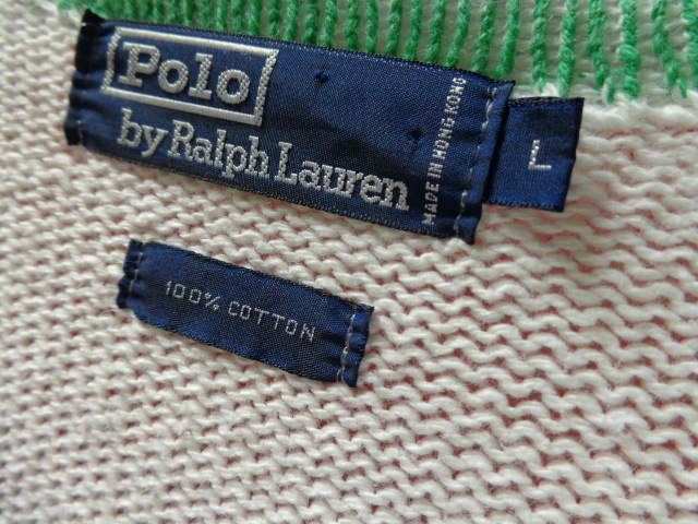 90'S RALPH LAUREN MULTI BORDER PATTERN LOW-GAUGE COTTON KNIT