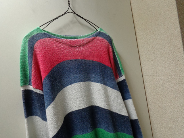 90'S RALPH LAUREN MULTI BORDER PATTERN LOW-GAUGE COTTON KNIT