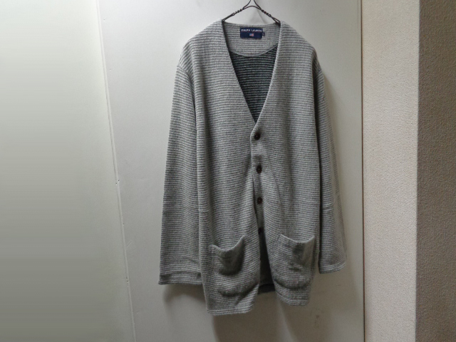 90'S RALPH LAUREN POLO SPORT BORDER PATTERN WOOL KNIT CARDIGAN