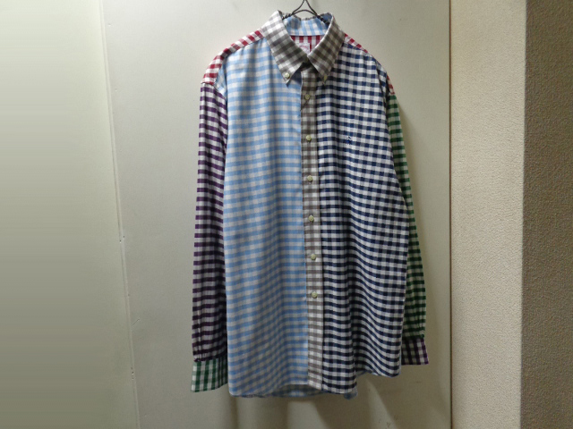 00'S BROOKS BROTHERS CRAZY GINGHAM CHECK PATTERN L/S OXFORD SHIRTS 