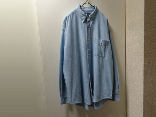 90s BIGSHIRT ラルフローレン ボタンダウン シャンブレーシャツ L